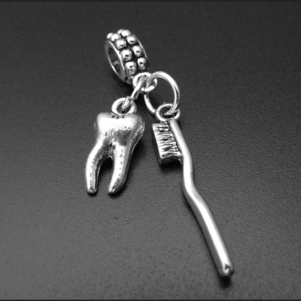 Dental Hygenist tooth brush charms bracelet charms bead fits pandora bracelets